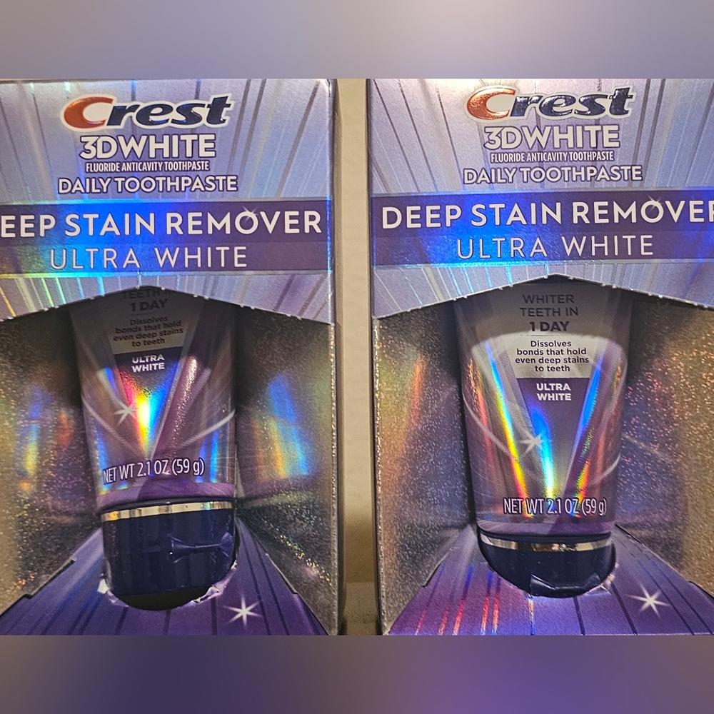 2 Crest Toothpaste 3DWhite Brilliance Deep Stain Remover Ultra White 2.1oz